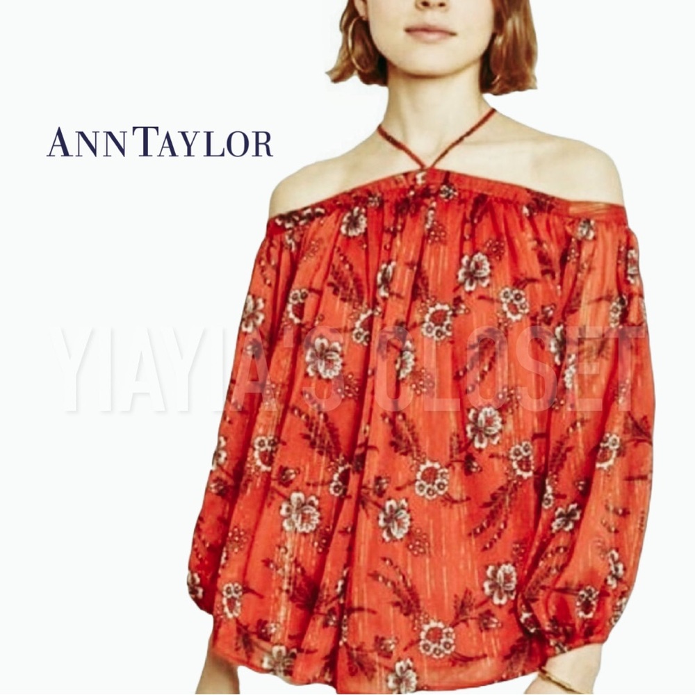 Ann Taylor Women's MED Off-Shoulder Floral Peasant Smock Top - MSRP $98